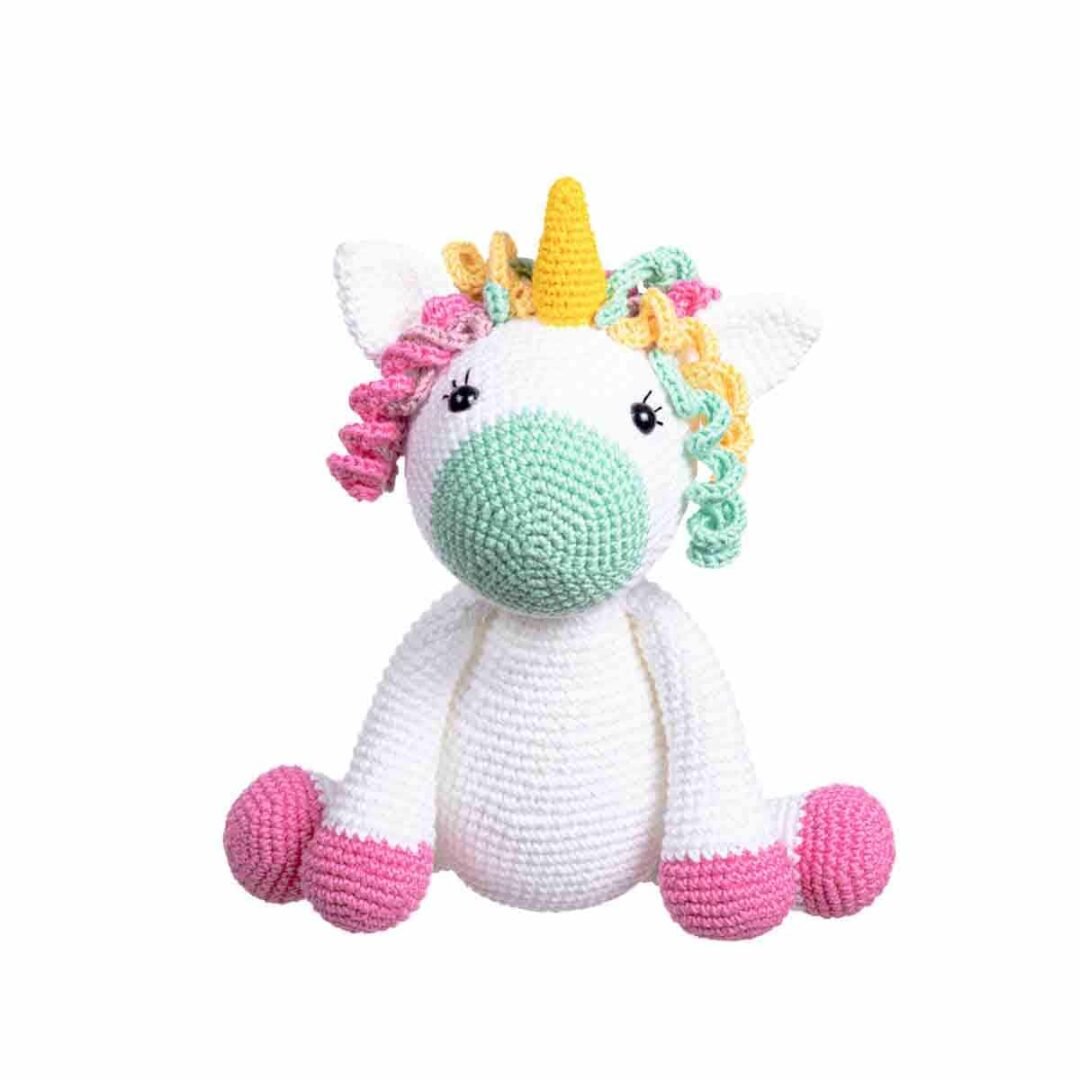 Boneca Unicornio Colorido de Crochê - Amigurumi